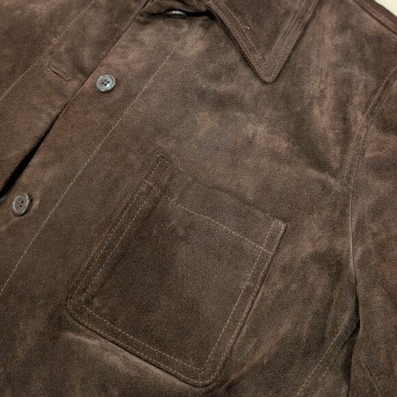 Brown Suede Leather Fall Coat - Women's sz M - Picture 4 of 14